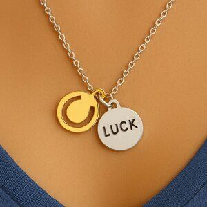 Thoughtful Charm “Lucky” Pendant Necklace – Silver & Gold Two-Tone